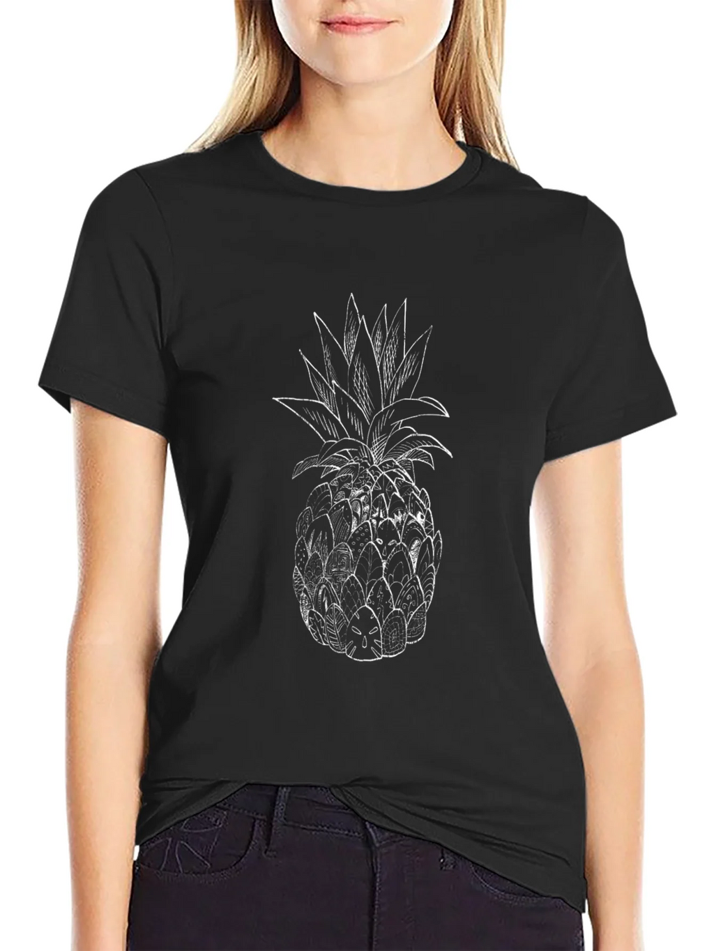 Pineapple Graphic Print Black T-Shirt product image 2