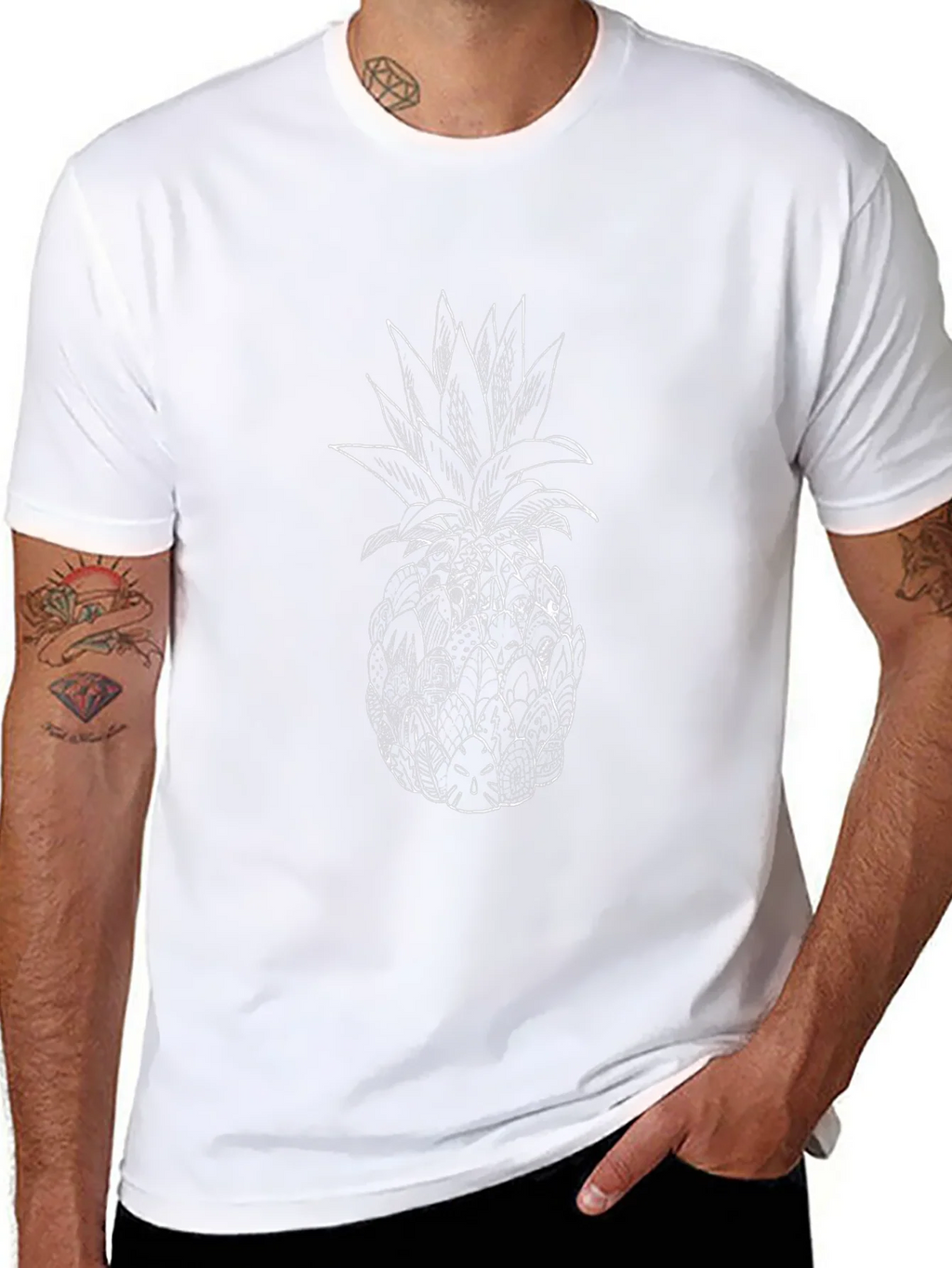 Pineapple Graphic Print Black T-Shirt product image 7