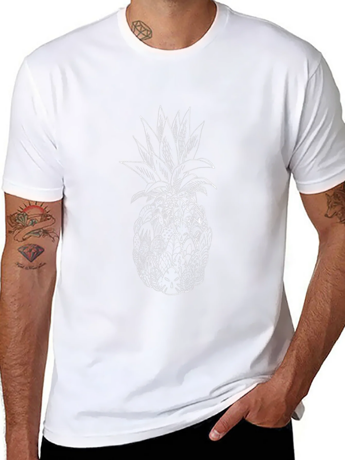 Pineapple Graphic Print Black T-Shirt product image 7
