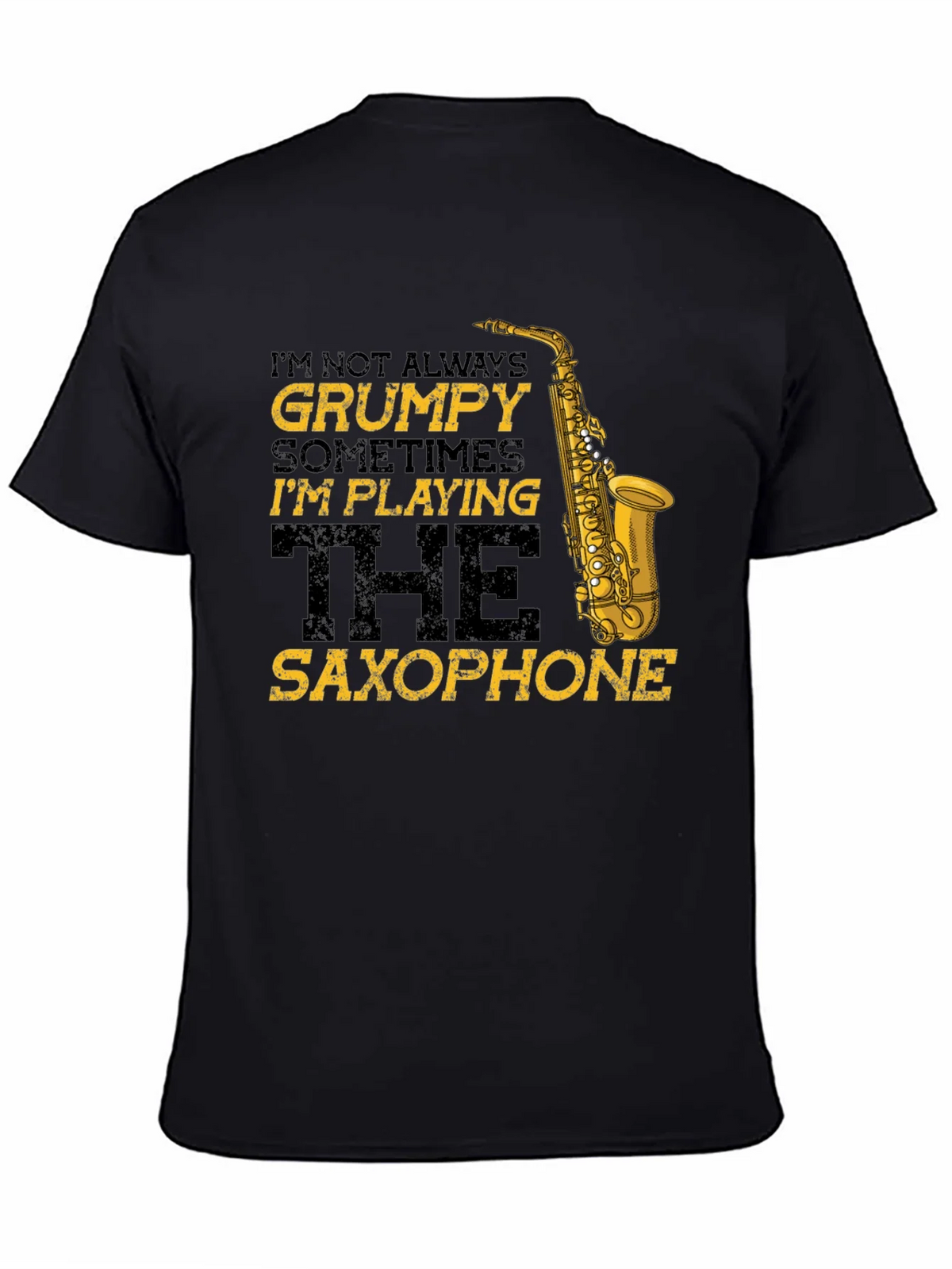 Grumpy Saxophone Player Black T-Shirt product image 4