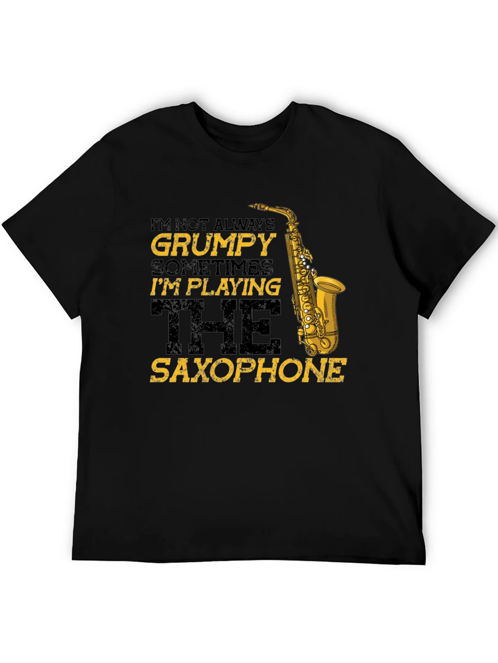 Grumpy Saxophone Player Black T-Shirt product image 5