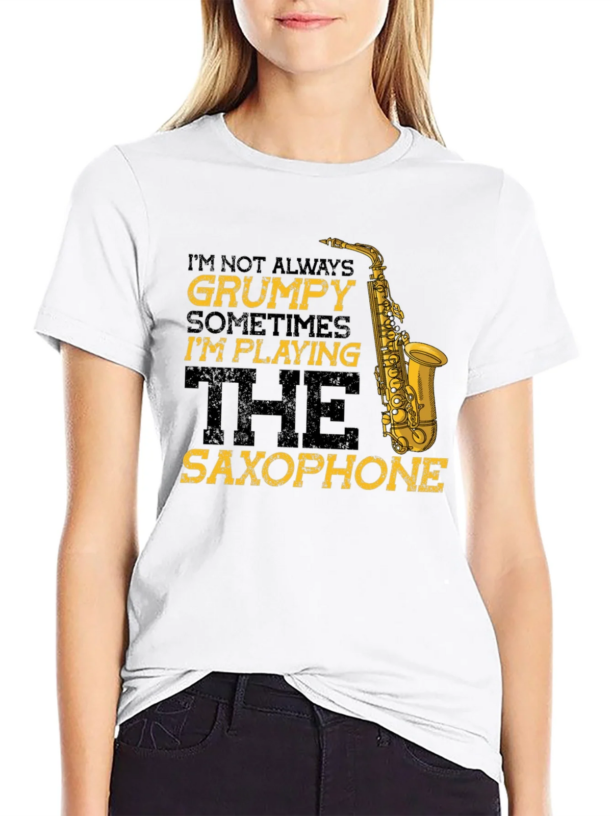 Grumpy Saxophone Player Black T-Shirt product image 8