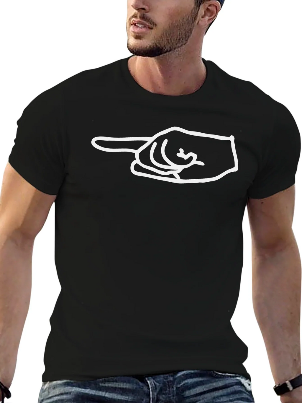 Pointing Hand Graphic Tee - Casual Black T-Shirt product image 6