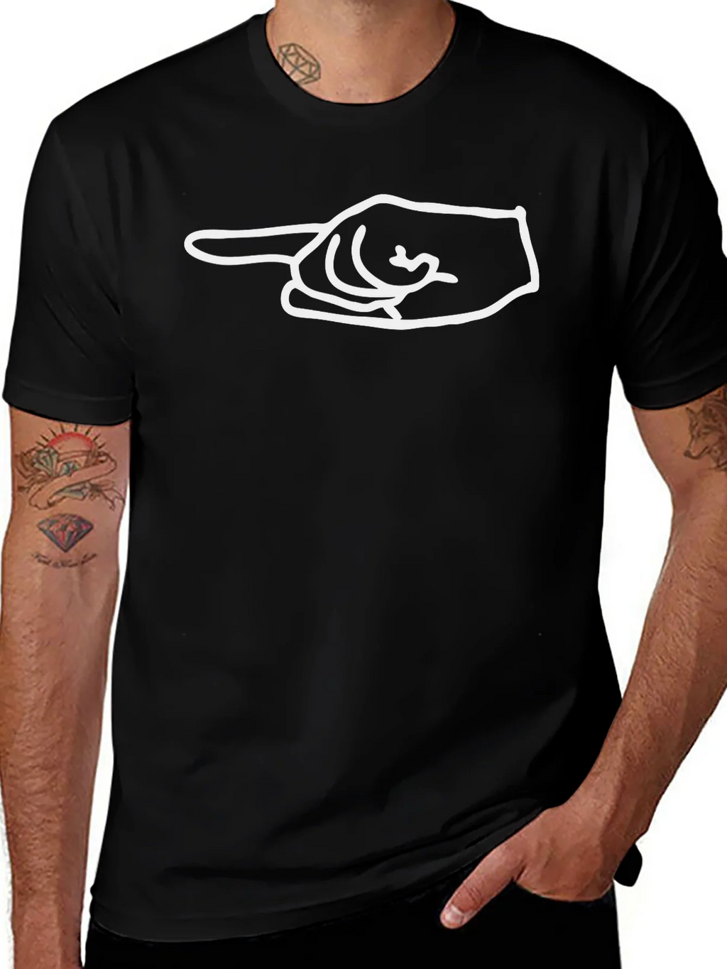 Pointing Hand Graphic Tee - Casual Black T-Shirt product image 1