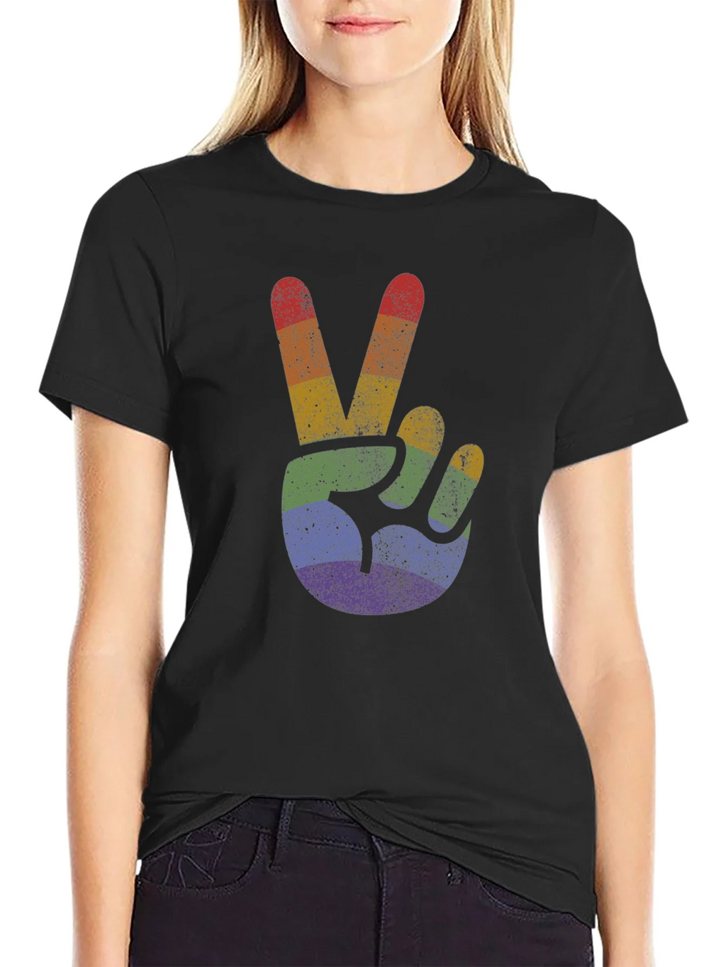 Retro Rainbow Peace Sign T-Shirt product image 2
