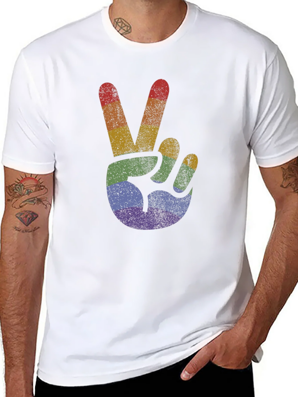 Retro Rainbow Peace Sign T-Shirt product image 7