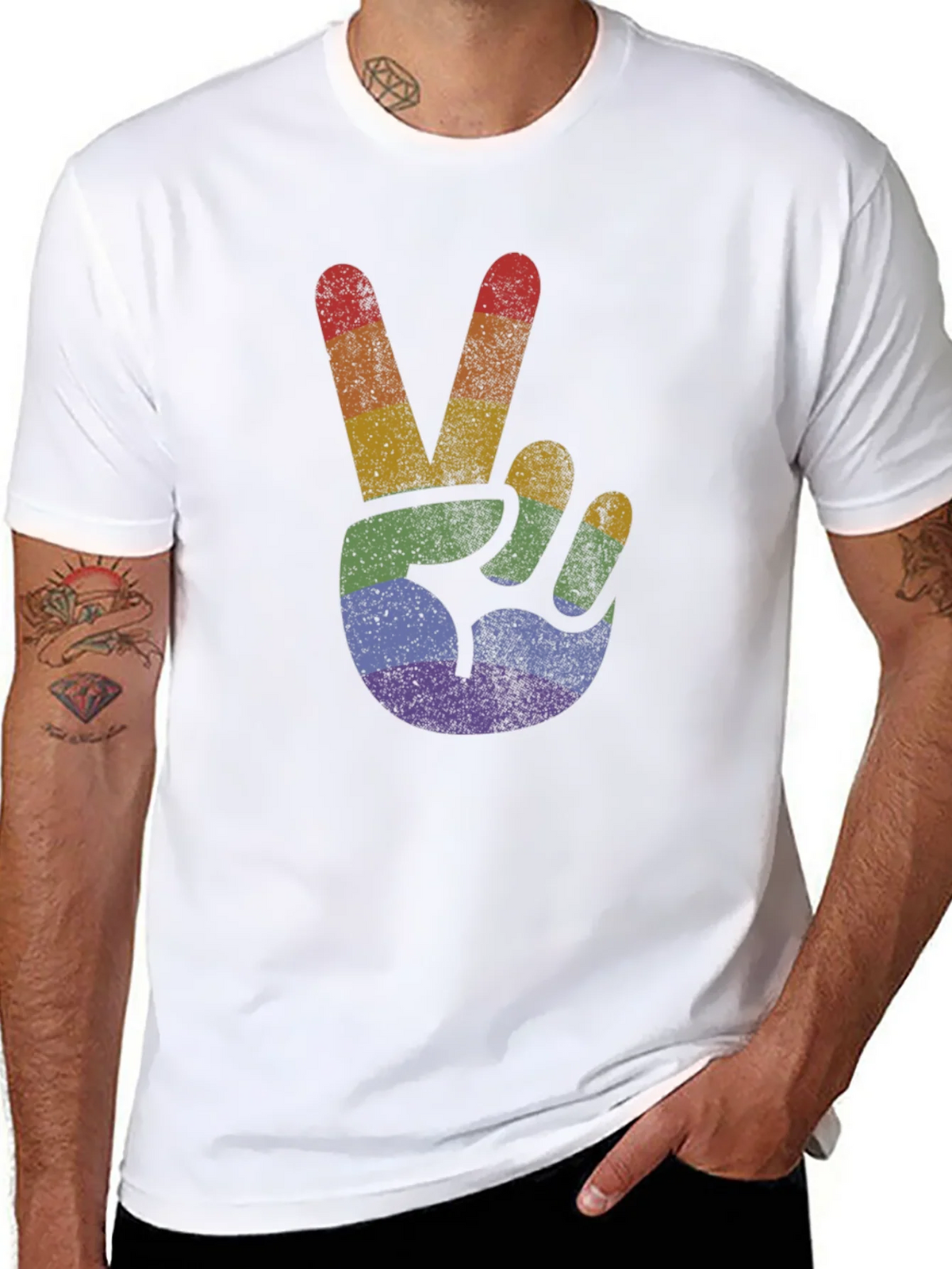 Retro Rainbow Peace Sign T-Shirt product image 7