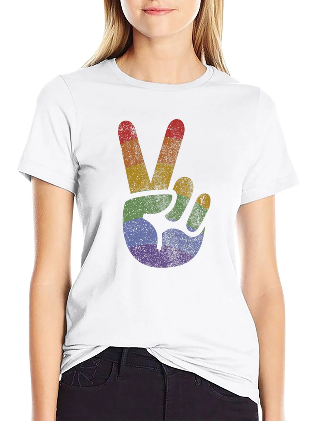 Retro Rainbow Peace Sign T-Shirt product image 8