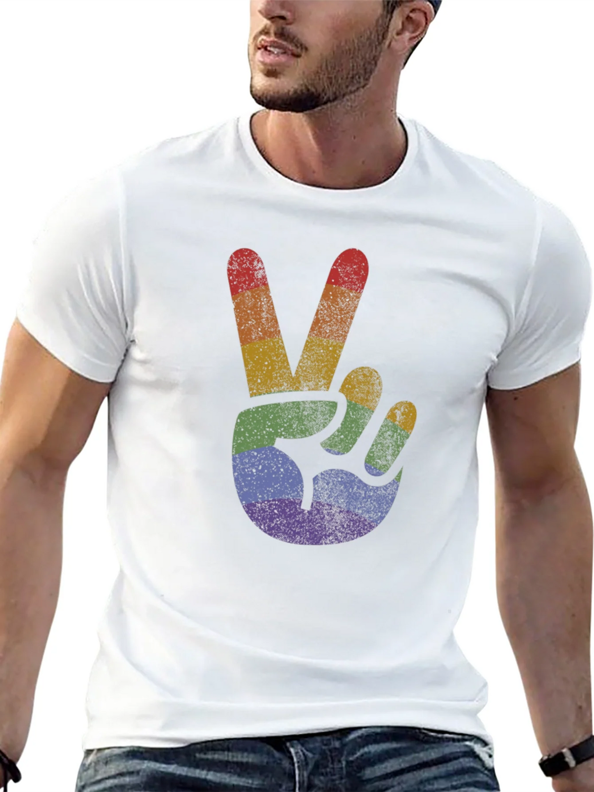 Retro Rainbow Peace Sign T-Shirt product image 12