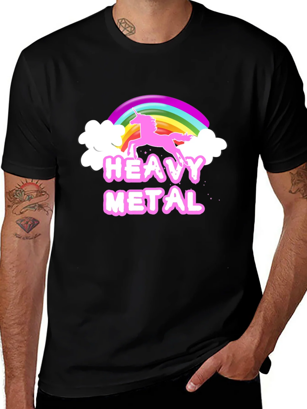 Heavy Metal Unicorn Rainbow Graphic T-Shirt product image 1