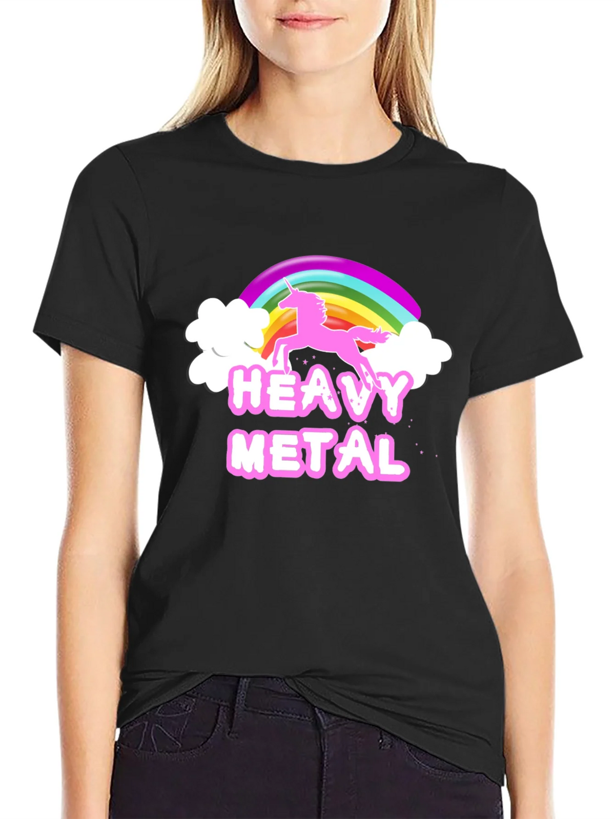 Heavy Metal Unicorn Rainbow Graphic T-Shirt product image 2