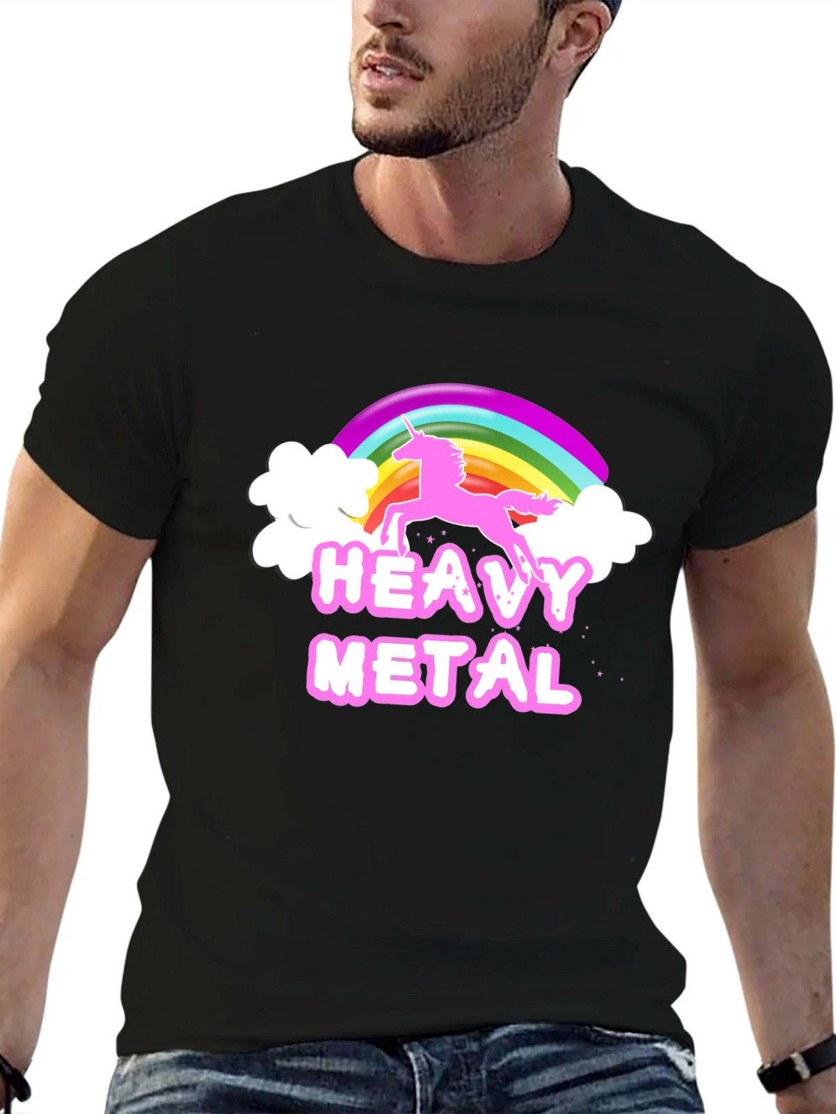 Heavy Metal Unicorn Rainbow Graphic T-Shirt product image 6