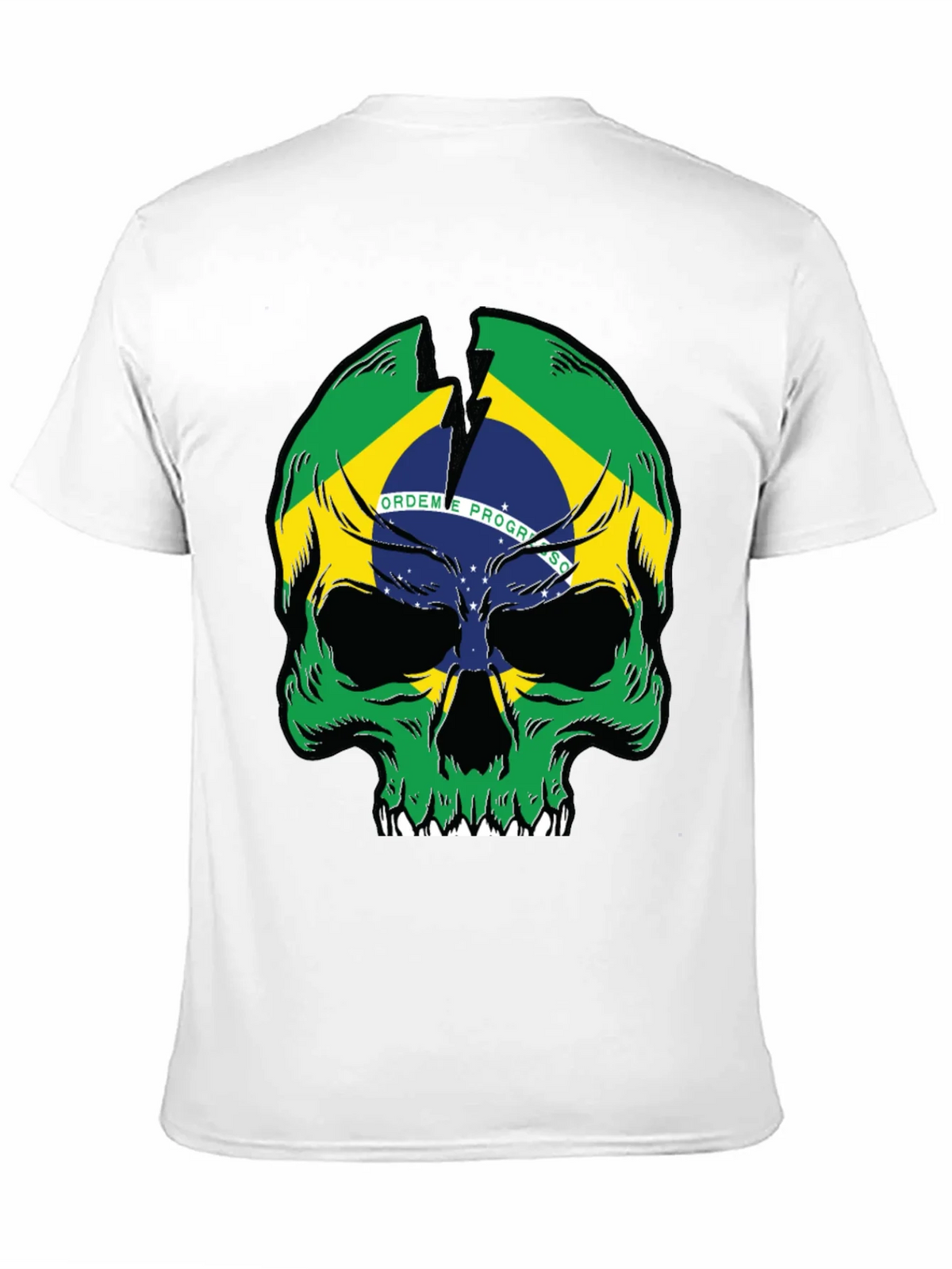 Brazil Flag Skull Graphic T-Shirt - Black product image 10