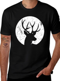 Deer Silhouette Graphic Tee - Black Cotton Blend product image 1