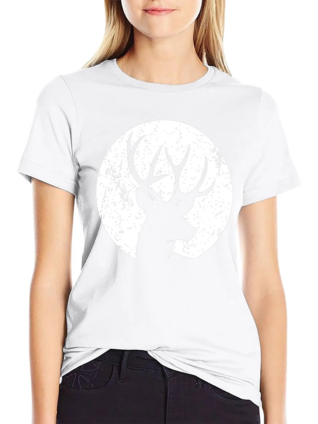 Deer Silhouette Graphic Tee - Black Cotton Blend product image 8