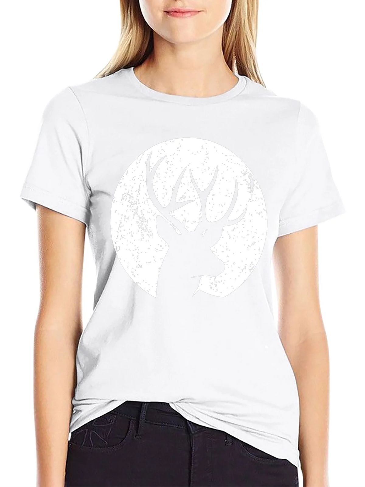 Deer Silhouette Graphic Tee - Black Cotton Blend product image 8