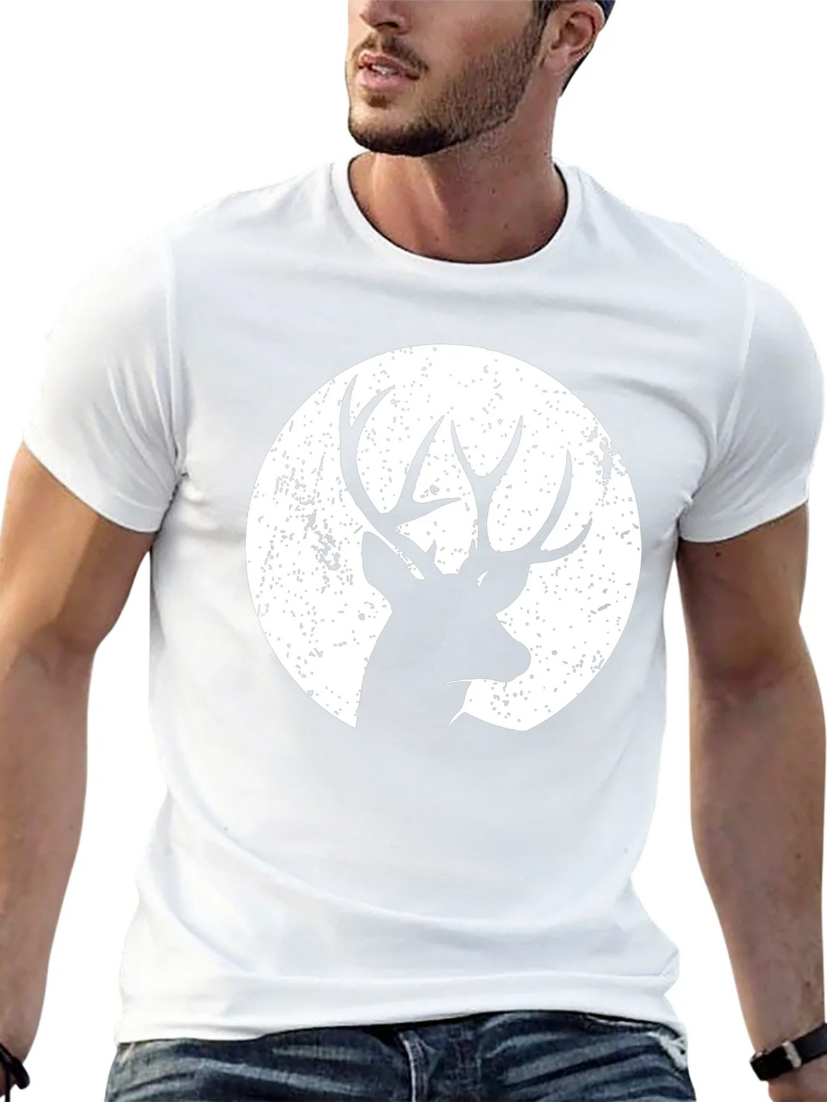 Deer Silhouette Graphic Tee - Black Cotton Blend product image 12