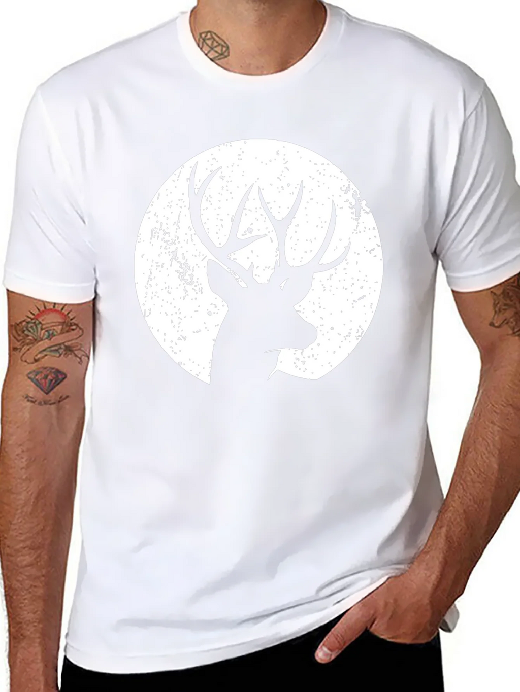 Deer Silhouette Graphic Tee - Black Cotton Blend product image 7