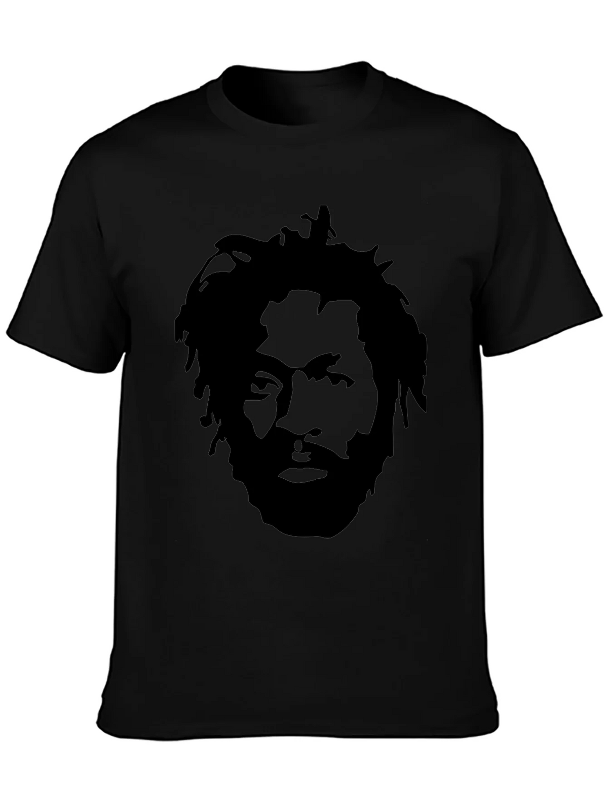 Black T-Shirt with Face Graphic product image 3