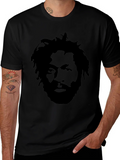 Black T-Shirt with Face Graphic product image 1