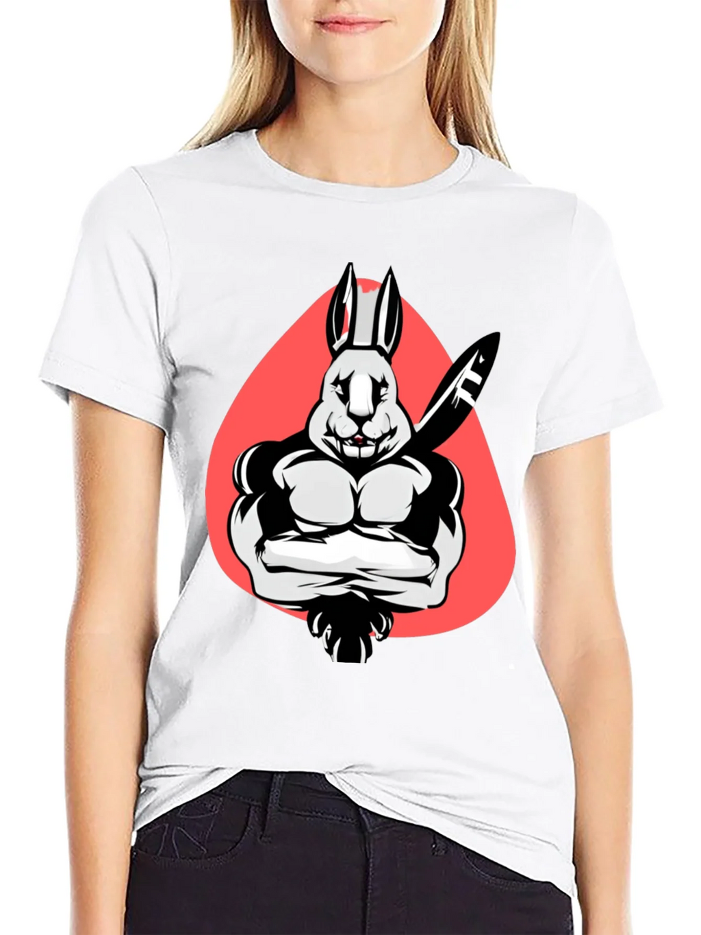 Muscle Rabbit T-Shirt - Black Graphic Tee product image 8