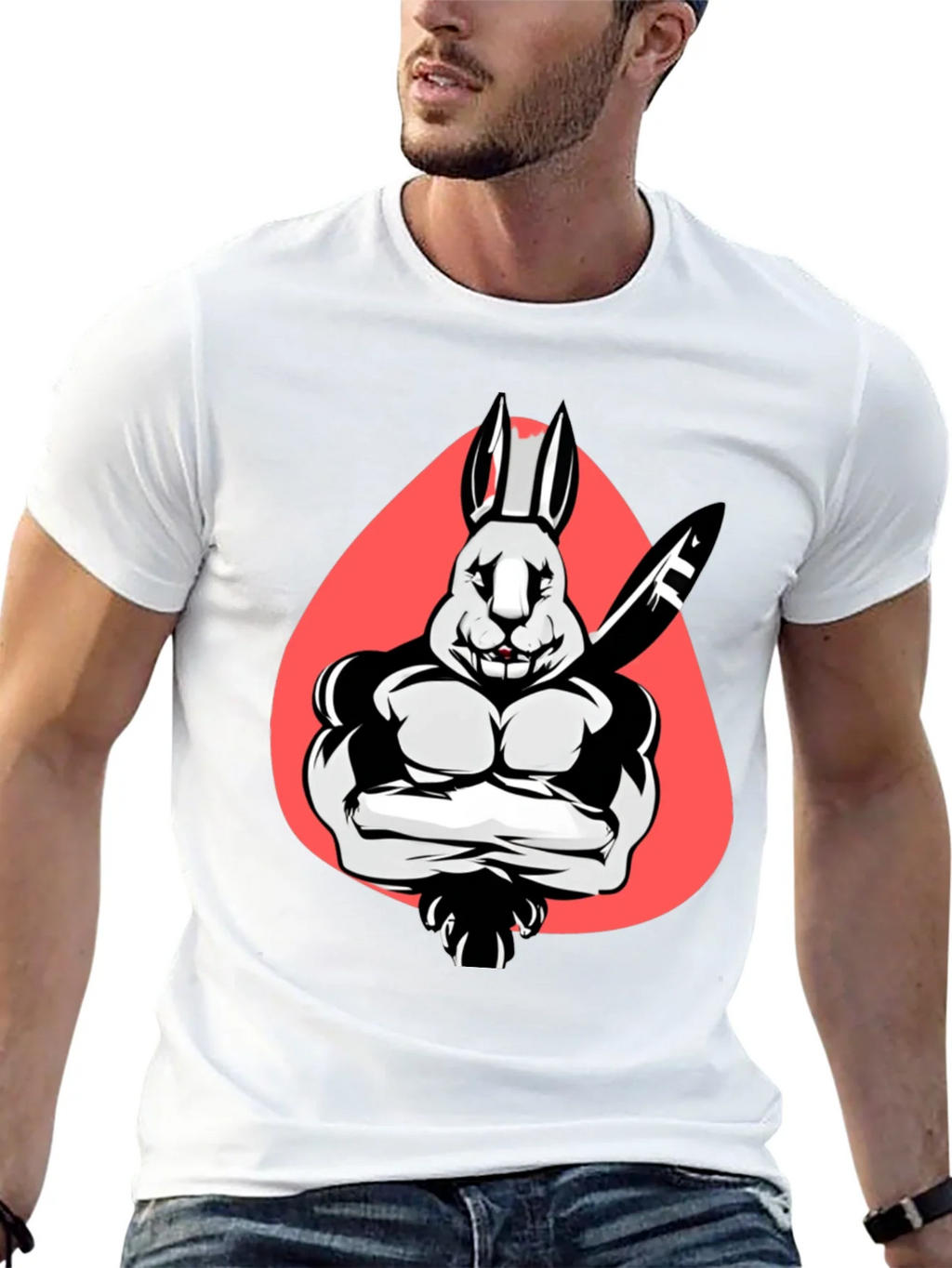 Muscle Rabbit T-Shirt - Black Graphic Tee product image 12