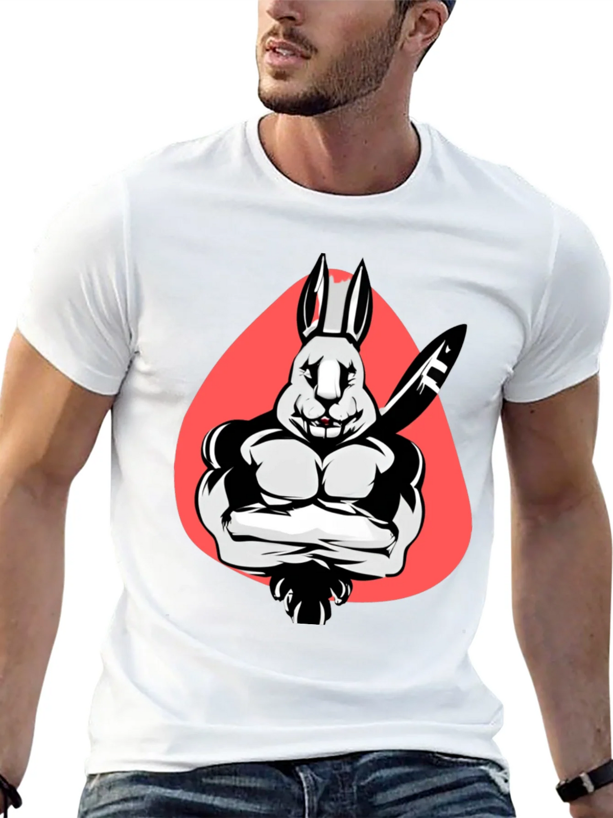 Muscle Rabbit T-Shirt - Black Graphic Tee product image 12