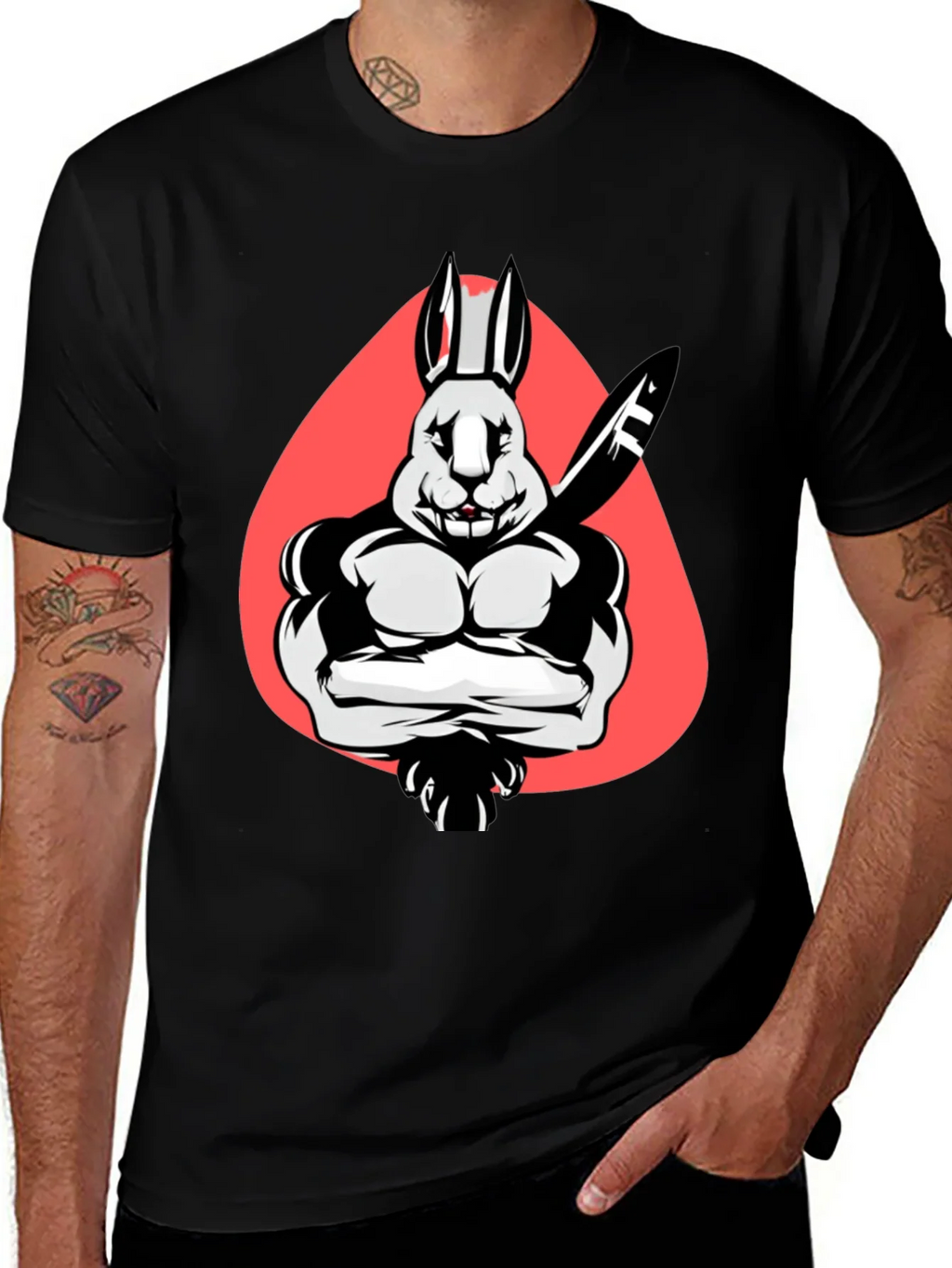 Muscle Rabbit T-Shirt - Black Graphic Tee product image 1