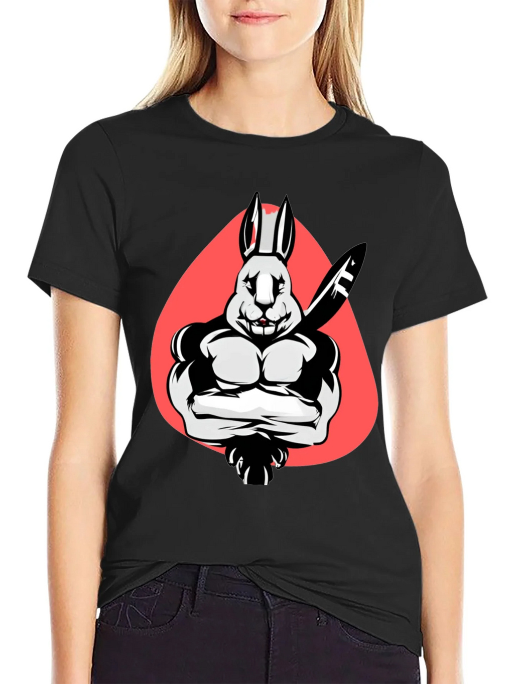 Muscle Rabbit T-Shirt - Black Graphic Tee product image 2