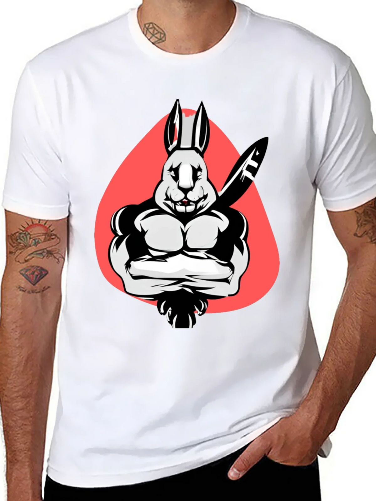 Muscle Rabbit T-Shirt - Black Graphic Tee product image 7