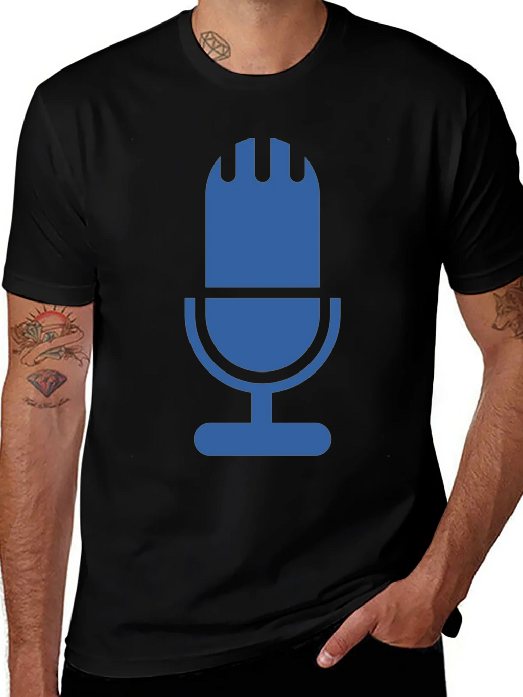 Retro Microphone Graphic Tee - Black product image 1