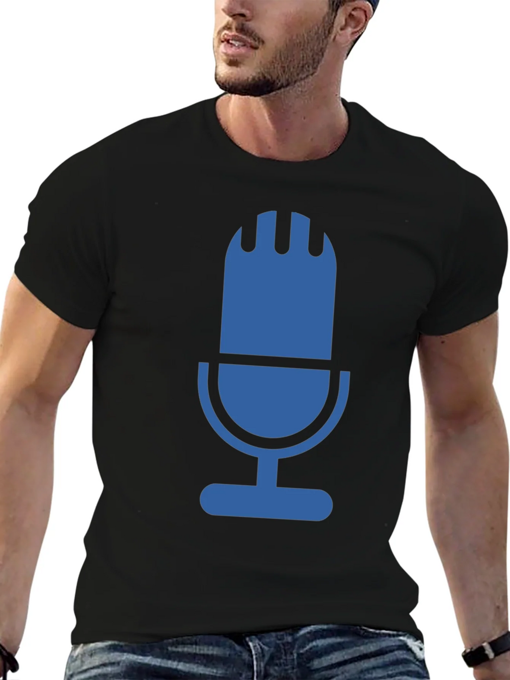 Retro Microphone Graphic Tee - Black product image 6