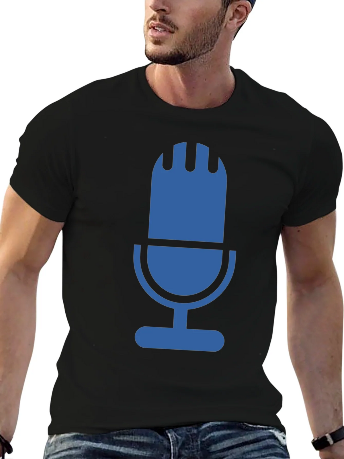 Retro Microphone Graphic Tee - Black product image 6