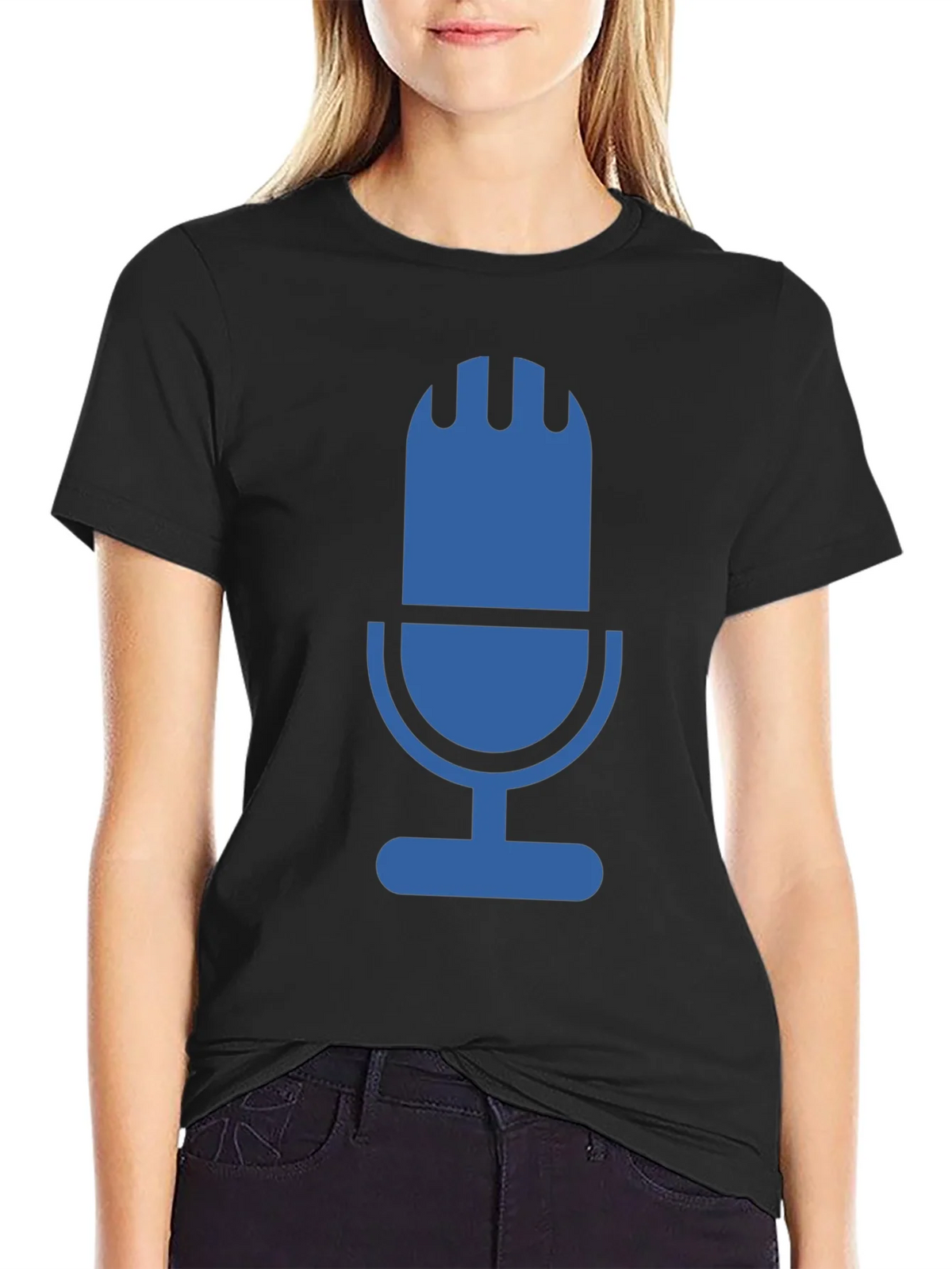 Retro Microphone Graphic Tee - Black product image 2