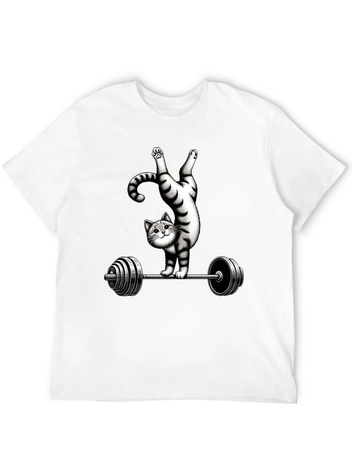 Funny Cat Lifting Barbell T-Shirt product image 11