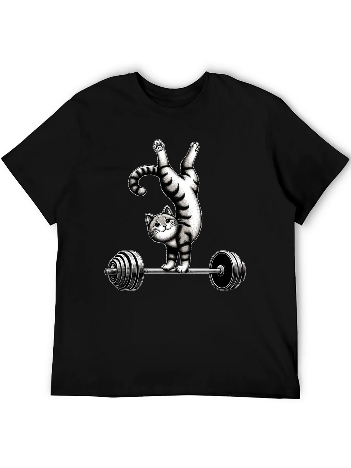 Funny Cat Lifting Barbell T-Shirt product image 5