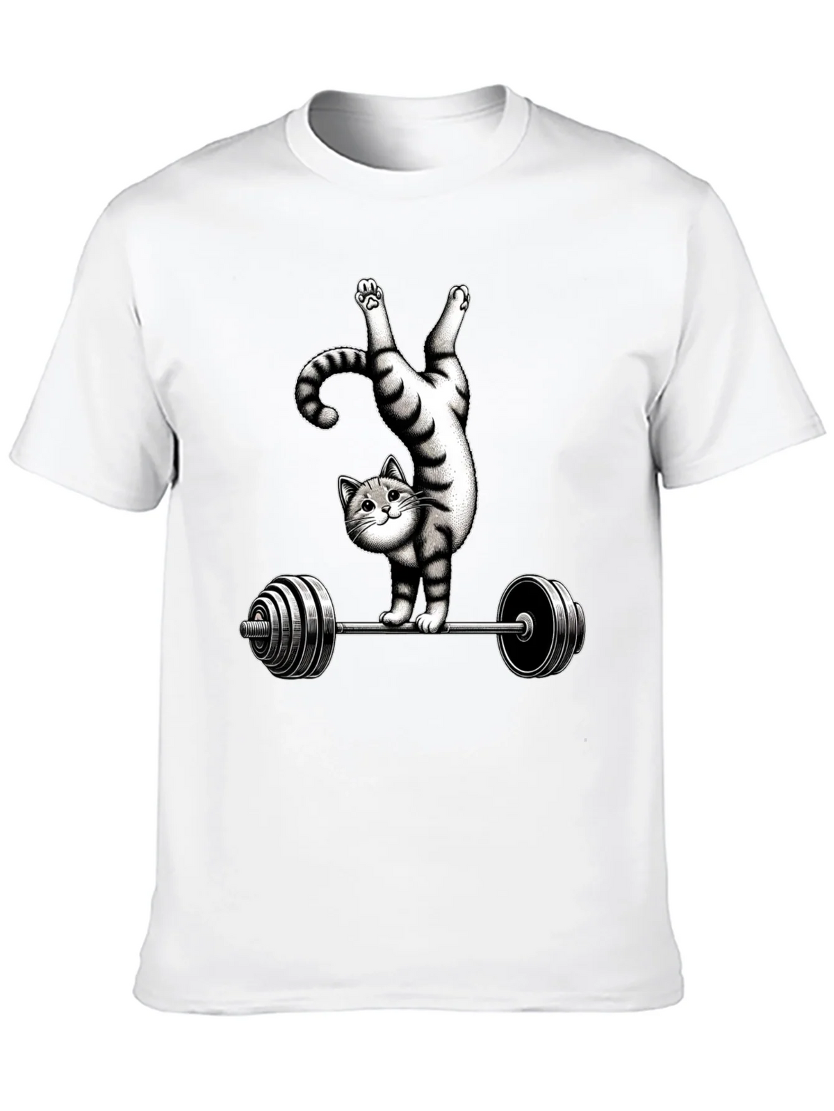 Funny Cat Lifting Barbell T-Shirt product image 9