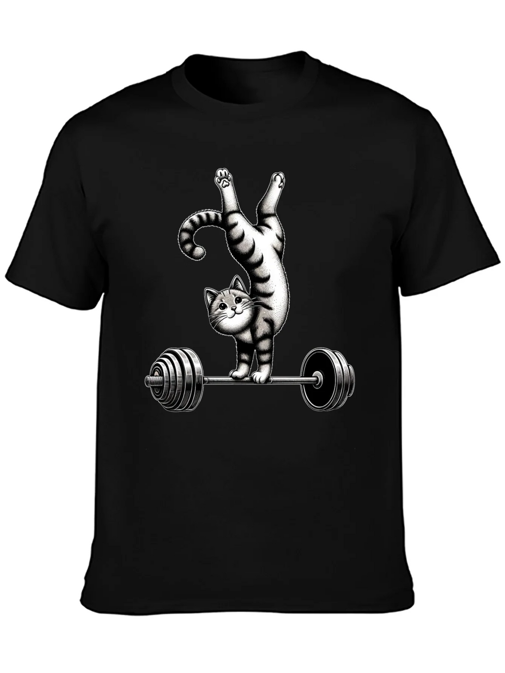 Funny Cat Lifting Barbell T-Shirt product image 3