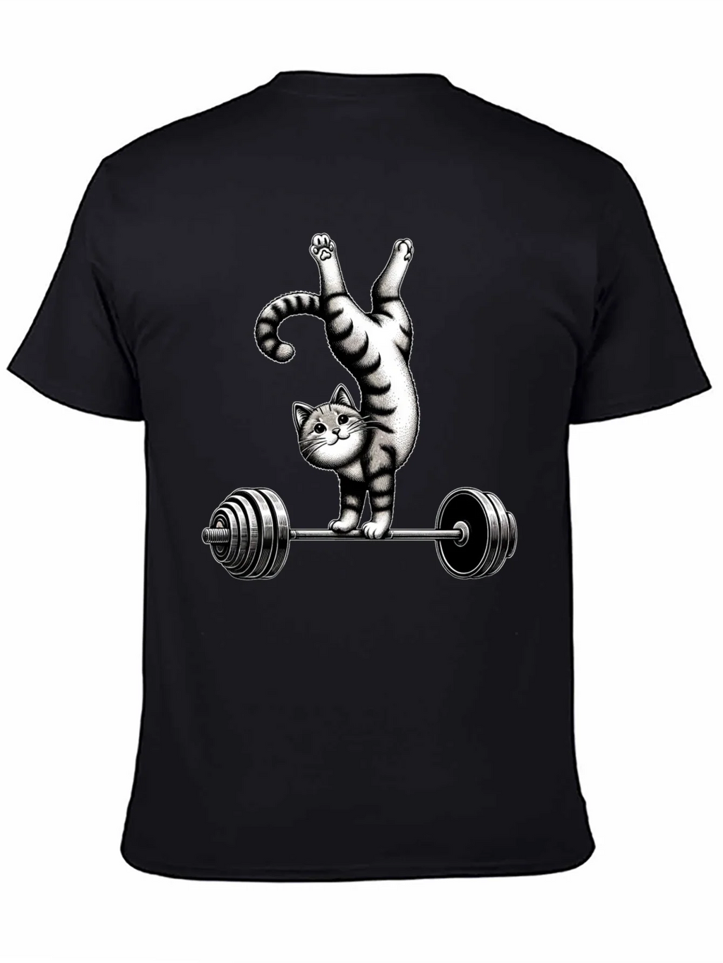 Funny Cat Lifting Barbell T-Shirt product image 4