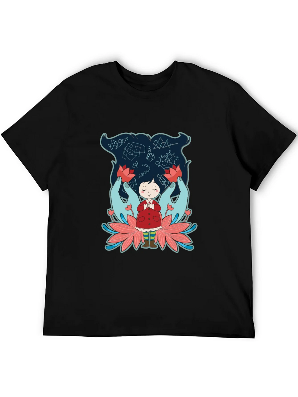 Unique Graphic Tee: Girl Hands & Lotus Design product image 5