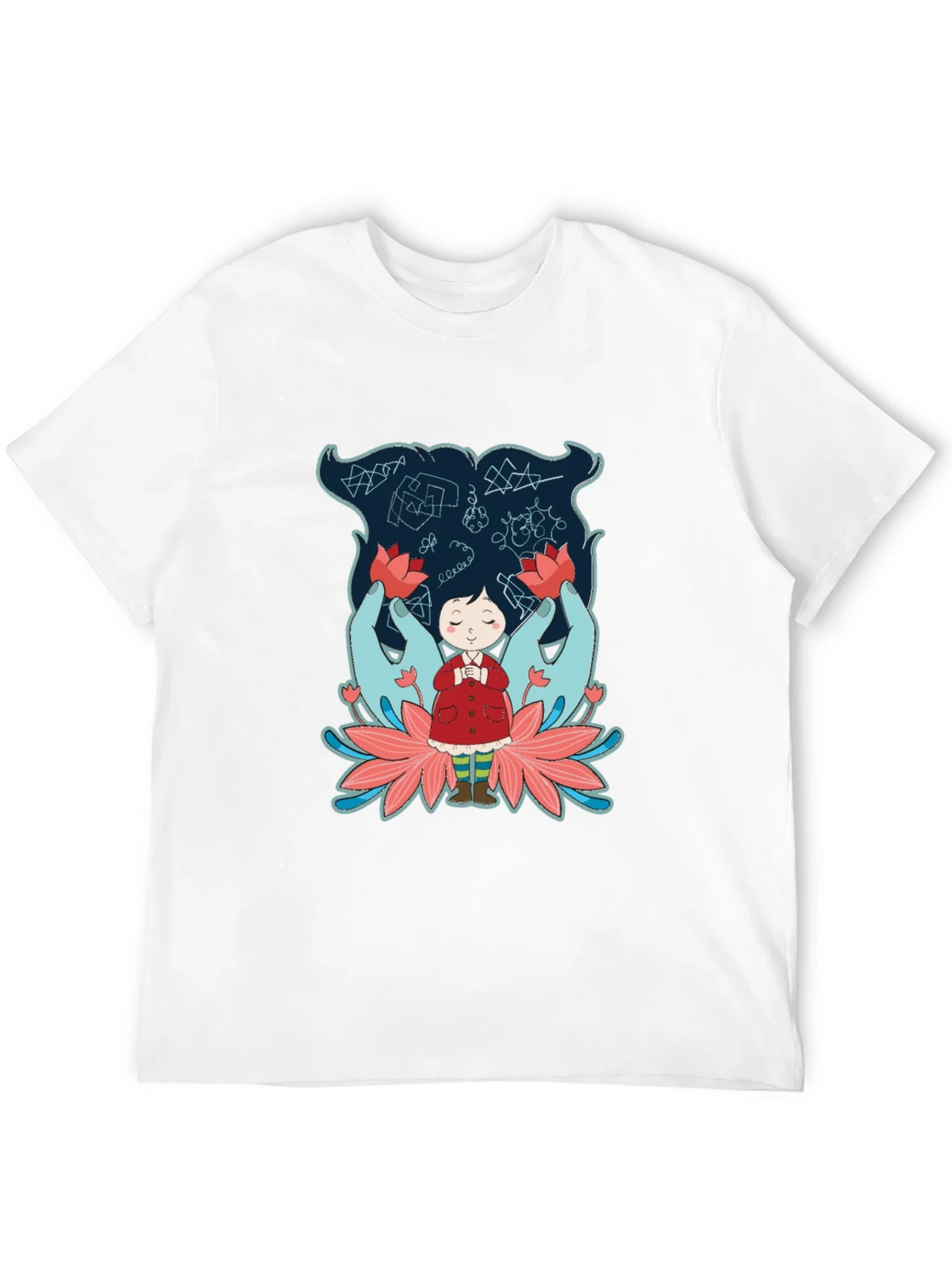 Unique Graphic Tee: Girl Hands & Lotus Design product image 11