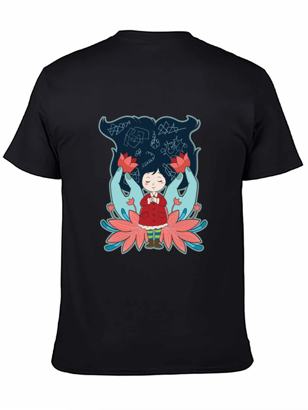 Unique Graphic Tee: Girl Hands & Lotus Design product image 4