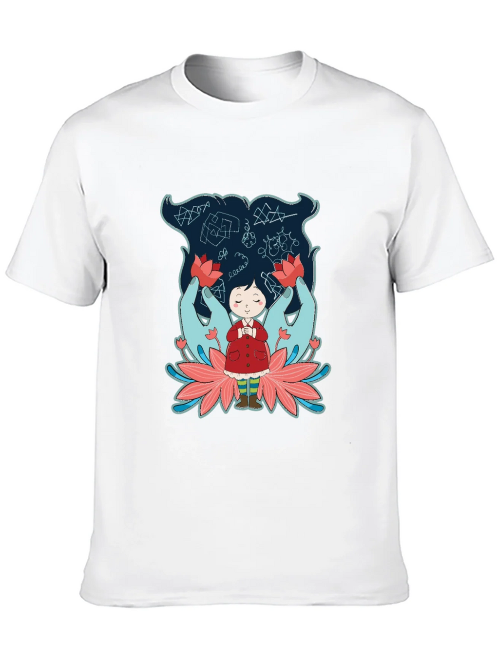 Unique Graphic Tee: Girl Hands & Lotus Design product image 9