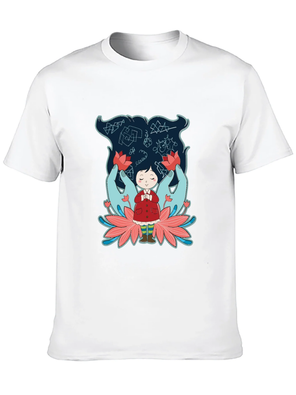 Unique Graphic Tee: Girl Hands & Lotus Design product image 9