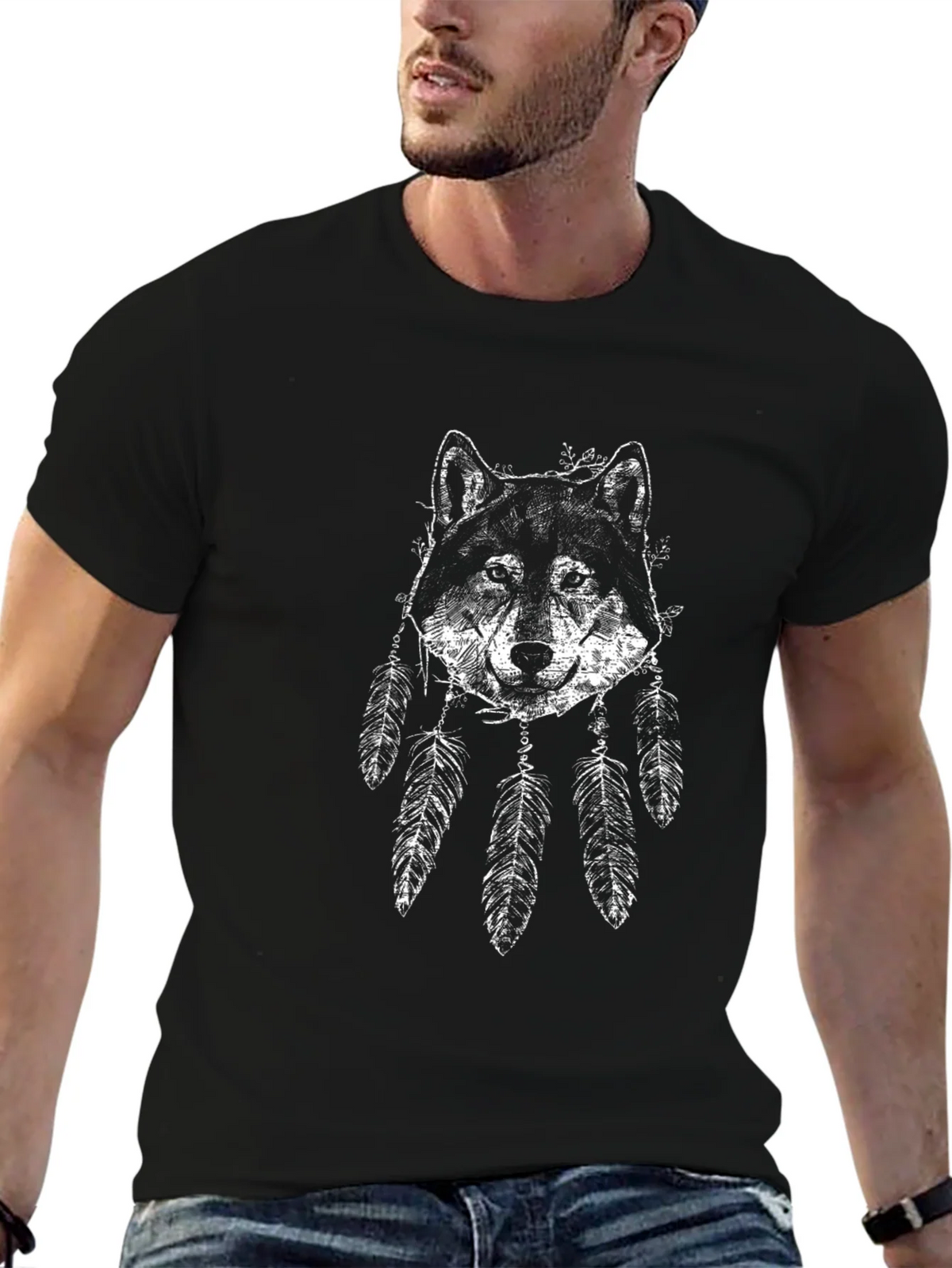Wolf Dreamcatcher Graphic Tee - Black product image 6