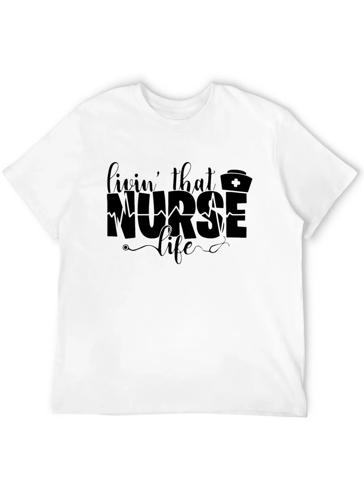 Livin That Nurse Life Black Graphic T-Shirt product image 10
