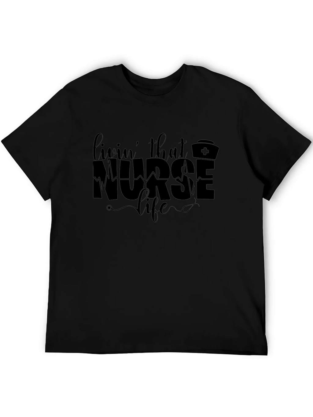 Livin That Nurse Life Black Graphic T-Shirt product image 5