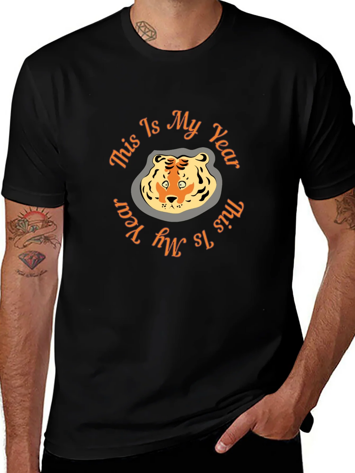 Tiger Year Graphic Tee - Black Cotton Comfort product image 1