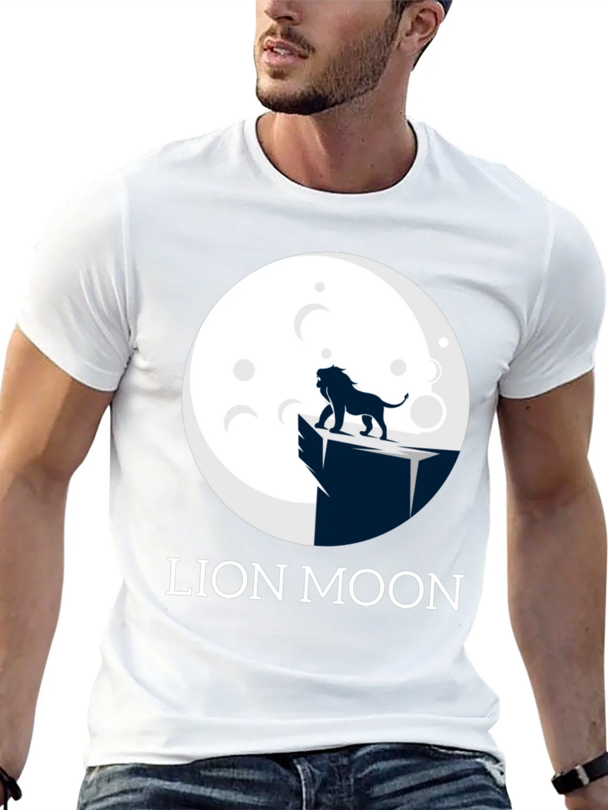 Lion Moon Graphic T-Shirt - Black Cotton Tee product image 12