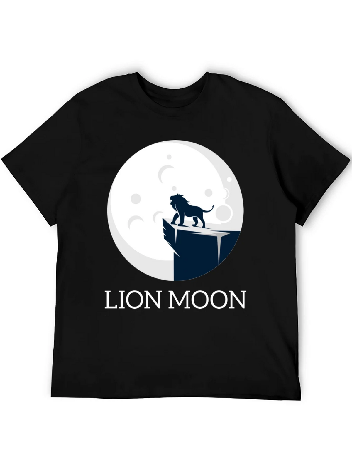 Lion Moon Graphic T-Shirt - Black Cotton Tee product image 5